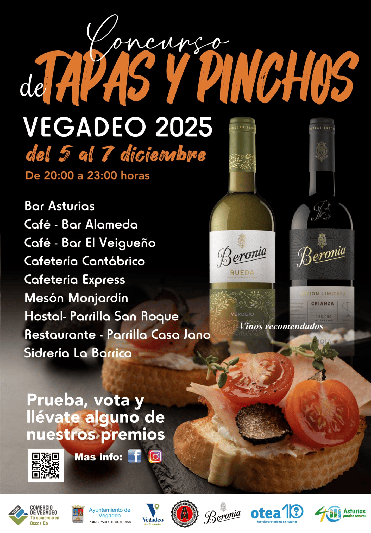 Concurso de Tapas y Pinchos de Vegadeo 2025: del 5 al 7 de diciembre