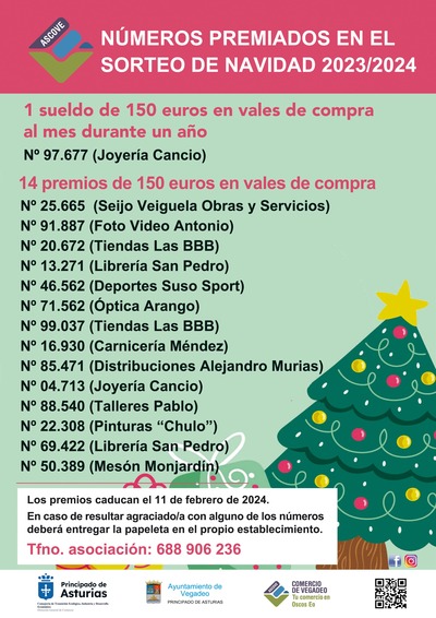 NUMEROS PREMIADOS EN EL SORTEO DE LA CAMPAÑA DE NAVIDAD