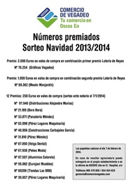 NÚMEROS PREMIADOS EN EL SORTEO DE NAVIDAD 2013/14