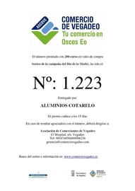 NÚMERO PREMIADO SORTEO CAMPAÑA DÍA DE LA MADRE
