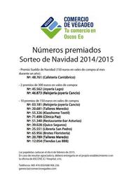 NÚMEROS PREMIADOS EN EL SORTEO DE LA CAMPAÑA DE NAVIDAD