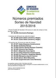 NÚMEROS PREMIADOS EN EL SORTEO DE LA CAMPAÑA DE NAVIDAD 2015/2016
