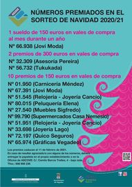 Números premiados en el sorteo de la campaña de Navidad 